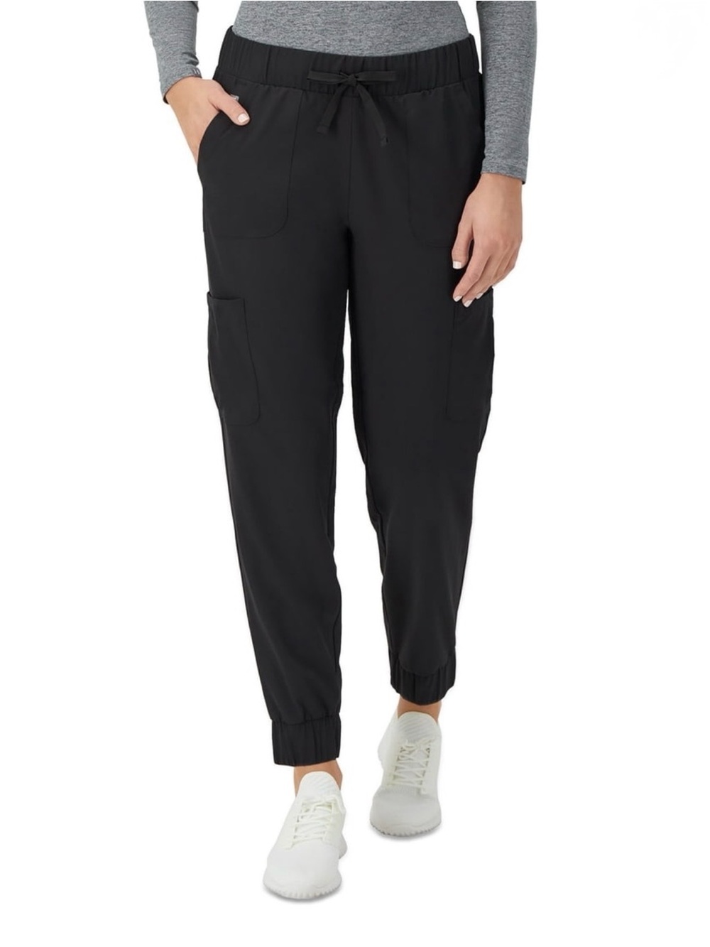 Hanes Comfort Fit Scrubs Womens 2XL Black Cargo Jogger Pants HSW101 Stretch NWT